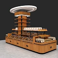 Bread Rack Bread Bakery Showcase Shelves Showcase Styling Pillars Scene Stack 3d model
