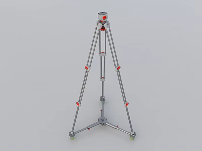 Commercial Metal Tripod with Red Accents Stable Structure Mobile Wheels for Business Support 3d model