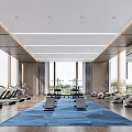 Spacious Modern Gym With Floor To Ceiling Windows Treadmills Exercise Balls And Yoga Mats