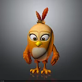 Cute Cartoon Orange Chicken With Red Feather Crest And Big Expressive Eyes