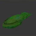 Green Sci Fi Spaceship 3D Model With Red Ring Structure And Detailed Design