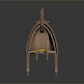 Decorative 3D Wooden Boat Model In Cartoon Style With Green Yellow Accents And White Straps