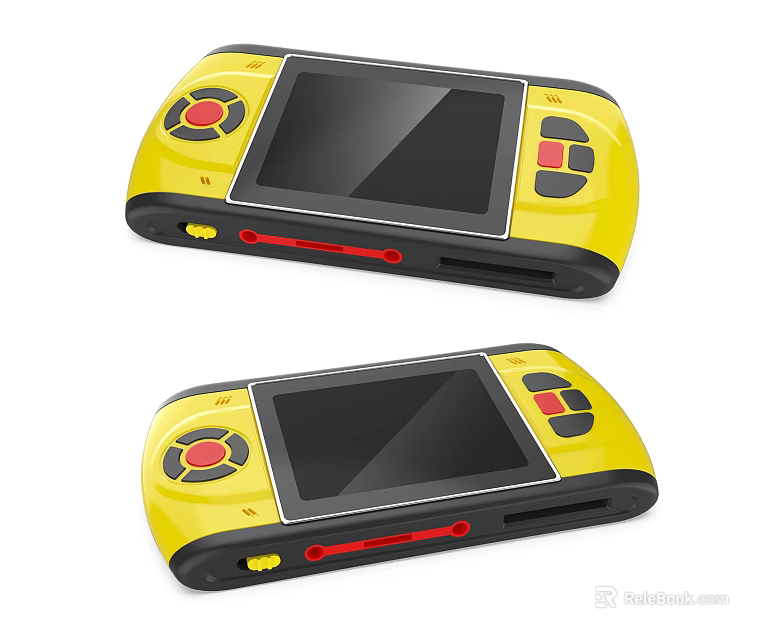 Portable Yellow Handheld Game Consoles As Entertainment Electronics With Screen And Control Buttons 3d model 