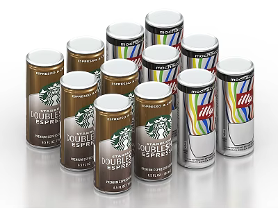 Starbucks Assorted Canned Coffee Double Shot Espresso And Triple Flavor Drinks 3d model