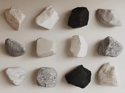 Natural Stone and Wood Collection Featuring Various Shapes Textures and Colors 3d model