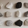 Natural Stone and Wood Collection Featuring Various Shapes Textures and Colors