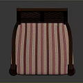 Wooden Leisure Chair with Lattice Back Design Armrests and Pink White Striped Cushion