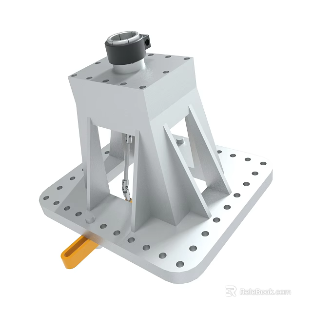 Industrial Mechanical Support Structure With Base Frame Mounting Holes And Top Component 3d model 