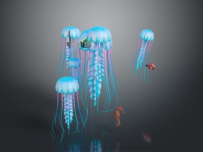 Jellyfish Sea Animal Fish Freshwater Fish Sea Fish Animal Game Animal Cartoon Animal 3d model