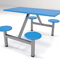Blue Table And Chair Set With Metal Frame And Round Stools 3d model