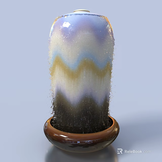 Colorful Patterned Home Humidifier With Brown Base And Flowing Liquid Mist 3d model 