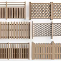 Wooden Railings With Various Designs Including Slatted Lattice And Spiked Tops For Outdoor Decoration