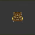 Vintage Decorative Carriage With Brown Roof Yellow Accents And Wooden Wheels