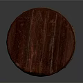 Rustic Wooden Stool With Round Seat Four Legs And Red Brown Design