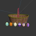 Decorative Wicker Basket With Colorful Easter Eggs For Festive Home Decoration