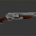 Classic Revolver With Metallic Finish And Wooden Grip Shiny Surface Design