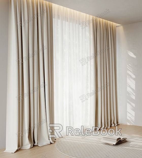 Cream wind curtain cloth curtain model