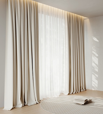 Cream wind curtain cloth curtain 3d model