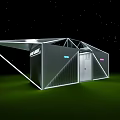 Modern Container Building With Geometric Structure Lighting And Starry Sky Background 3d model