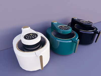 Modern White Green Black Kitchen Appliances With Digital Display And Sleek Design 3d model
