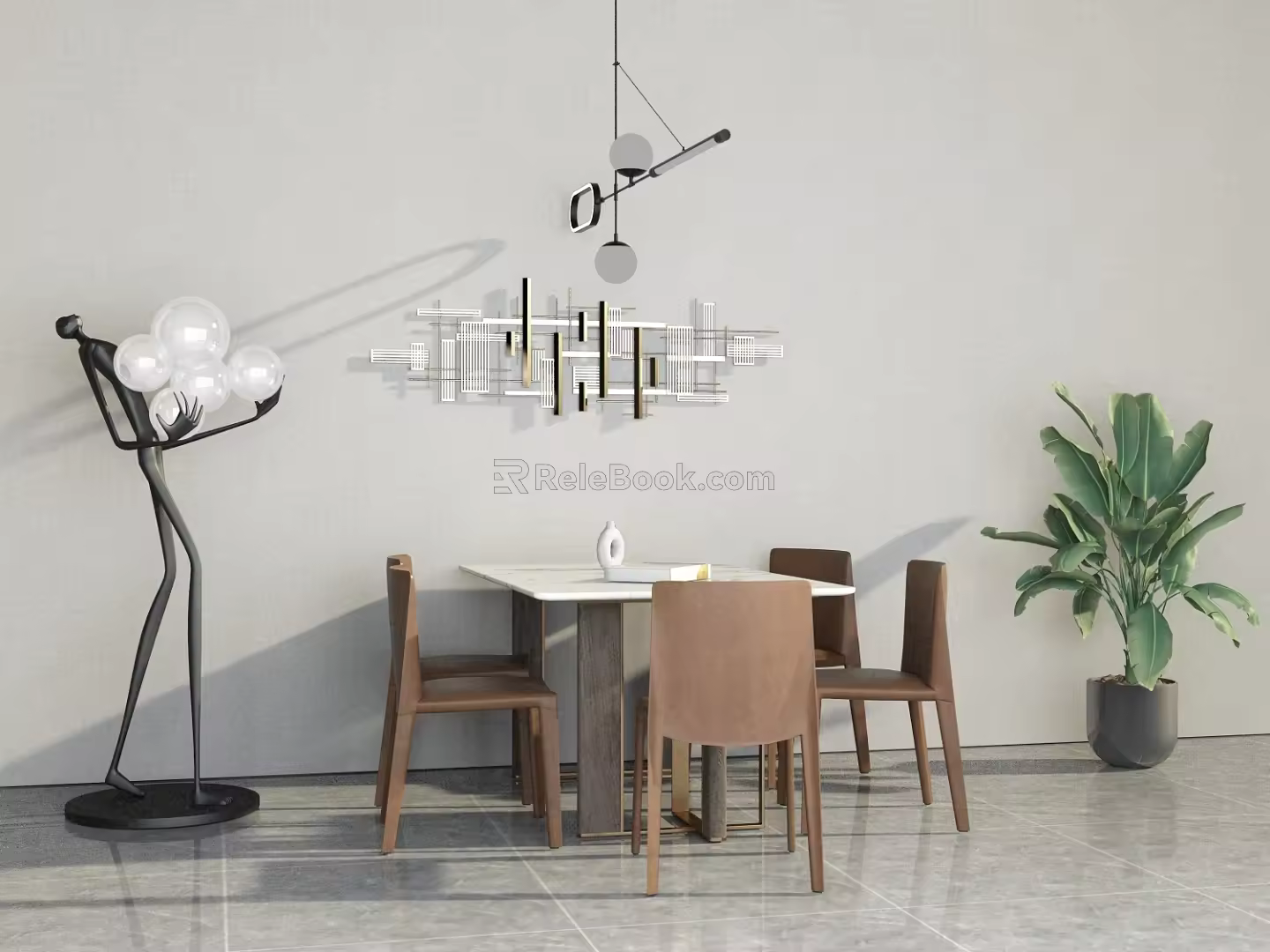 Modern Dining Table and Chair Combination Simple Dining Table and Chair Combination 3d model