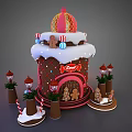 Festive Gingerbread House Featuring Sweet Sign Snowy Roof And Candy Decorations