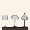 Mid-ancient style table lamp combination 3d model