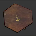 Vintage Red Wooden Clothing Storage Box With Gold Anchor And Metal Accents