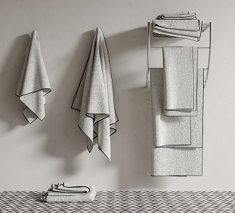 Modern Towel Bathroom Towel Rack Combo 3d model