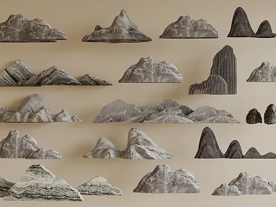 Natural Rockery Stones With Various Shapes And Textures For Garden Landscape Design 3d model