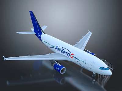 AirZeroG Modern Commercial Airliner With White Body Blue Tail And Engines 3d model