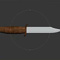Tactical Knife With Wooden Handle And Metal Blade On Dark Background