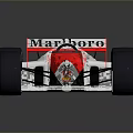Formula Race Car With Marlboro Shell Logos White Red Body And Black Tires