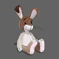Stuffed Rabbit Doll With Brown White Fur Long Ears Black Eyes And Pink Foot Pads