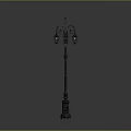 Vintage Street Lamp Design With Multiple Metal Lamp Heads And Carved Base