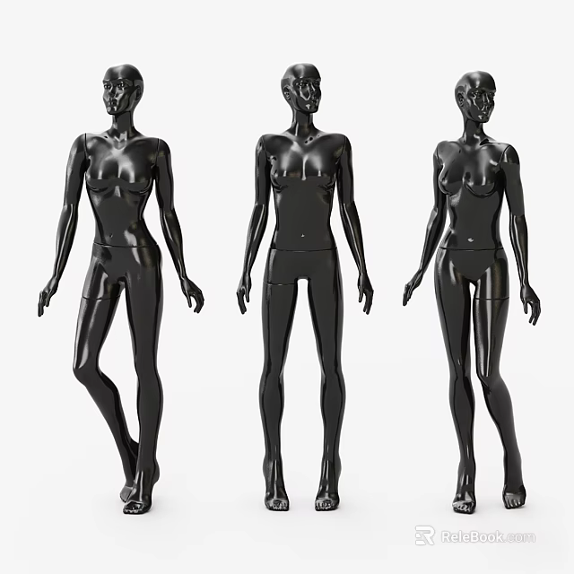 Black Commercial Full Body Mannequins Used In Retail Store Display Equipment 3d model 