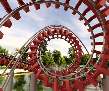 Modern roller coaster 3d model