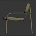 Modern Minimalist Beige Fabric Chair With Padded Seat Armrests And Curved Backrest