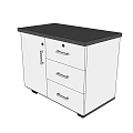 Modern Bookcase With Single Cabinet Door Three Drawers And Black Top Surface