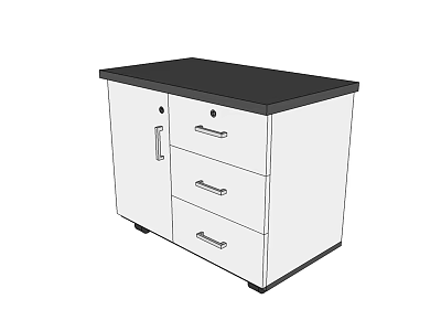 Modern Bookcase With Single Cabinet Door Three Drawers And Black Top Surface 3d model