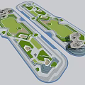Residential Landscape Layout With Spacious Green Areas Buildings Pathways And Water Elements 3d model