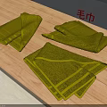 Soft Green Folded Towels On Wooden Table For Bathroom Daily Use
