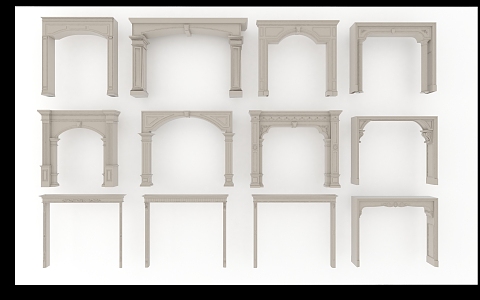 European style door cover 3d model