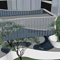 Modern Building Exterior With Trees And Landscape Design Features