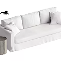 White Multi Person Sofa With Soft Pillows And Floor Lamp By Side Table 3d model