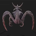 Dark Alien Monster Creature Design With Horns Wings And Long Limbs