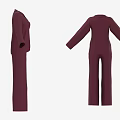 Burgundy Casual Clothing Set With Long Sleeve Top And Pants
