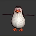 Cartoon Penguin Character With White Body Black Wings Orange Beak And Feet