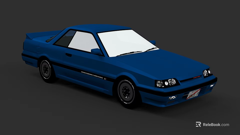 Blue Two Door Coupe With Sleek Body Black Wheels And Front Headlights 3d model 