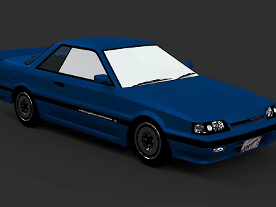 Blue Two Door Coupe With Sleek Body Black Wheels And Front Headlights 3d model